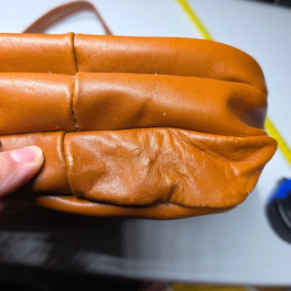 Cueros Argentinos Vintage Tan Leather Crossbody Saddle Bag Small Accordion Purse